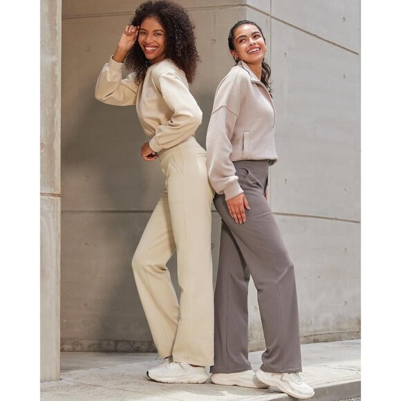 Women Wide Leg Yoga Pants High Waist Pockets Casual Dress Trousers - Picture 5 of 5